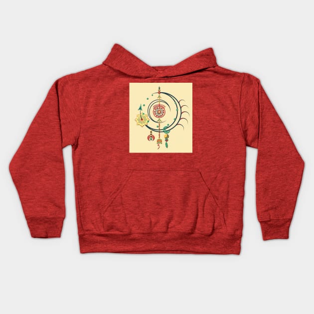 Vintage Geometry Ornament Kids Hoodie by DISmithArt